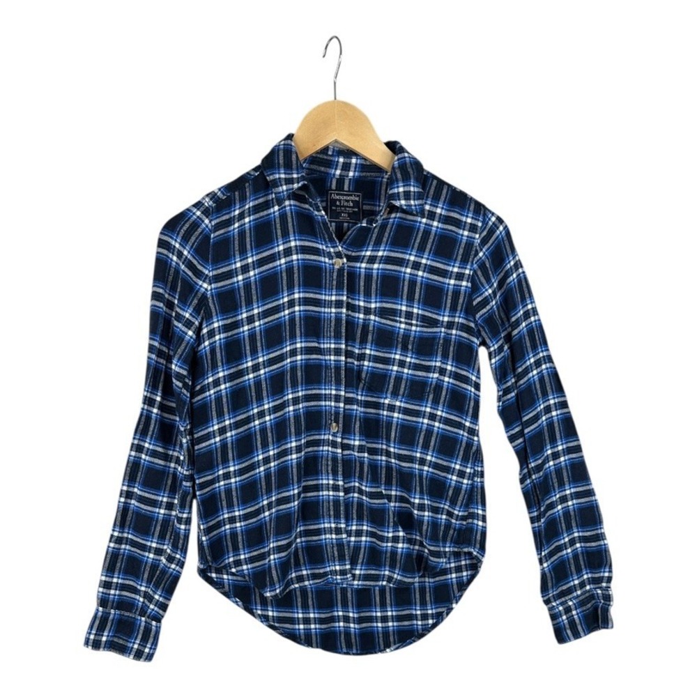 Abercrombie & Fitch Shirt Women's Blue Plaid Flannel Preppy Lightweight XXS